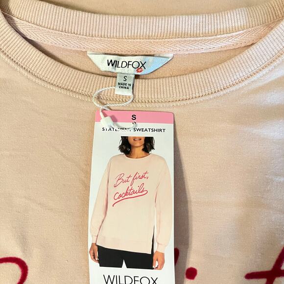 Wild Fox But Cocktails First Statement Sweatshirt in Rose Pink Size Small - Picture 5 of 6